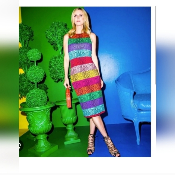 Alice + Olivia Delora Rainbow Snake Print Midi Dress Size 0 NWT $395 - Picture 4 of 14